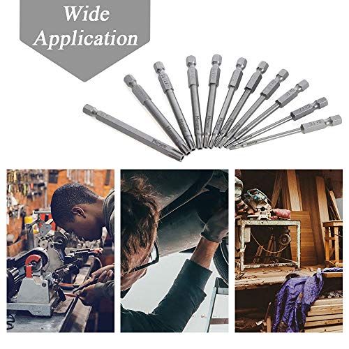 Mesee 11Pcs Magnetic Torx Screwdriver Bit Set, T6-T40 Star Torx Head Security Screwdriver Drill Bits 1/4 Inch Hex Shank Electric Hand Screwdrivers Tool Accessory, 75mm Length