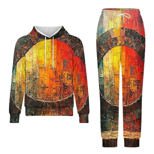 Boys Girls Sweatshirt Set Kid 2 Piece Pullover Hoodie Jogger Sweatpants, Ancient Rune Psychedelic Abstract4