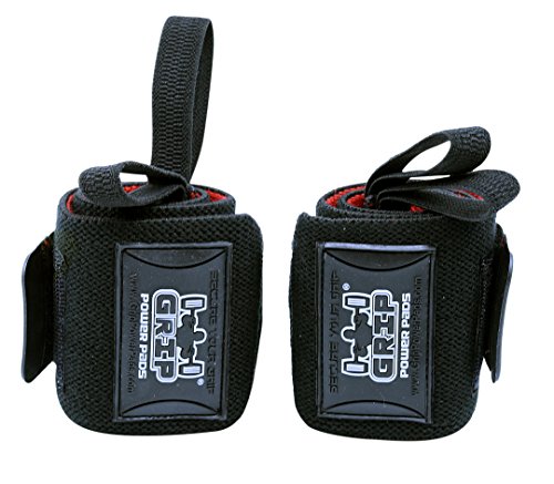 Grip Power Pads Deluxe Wrist Wraps 13" Long (1 Pair /2 Wraps) For Weight Lifting Wrist Support Cotton Wraps Gym Bandage Straps For Men & Women - Premium Quality & Pro Rubber (Black, 18" Inches) #TOP5