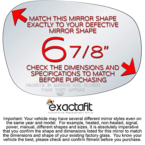 Exactafit 8233R Passenger Side Mirror Glass Right Replacement Compatible With Bmw 2010-2013 1-Series, 2009-2013 3-Series, 2008-2012 M3 Diagonal 6-7/8 Inch #TOP1