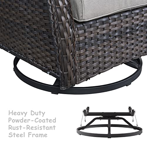 Hummuh Outdoor Swivel Rocker Wicker Patio Chairs High Back Pe Rattan Glider Chairs 4Pcs Patio Furniture Set(Brown,Blue) #TOP3