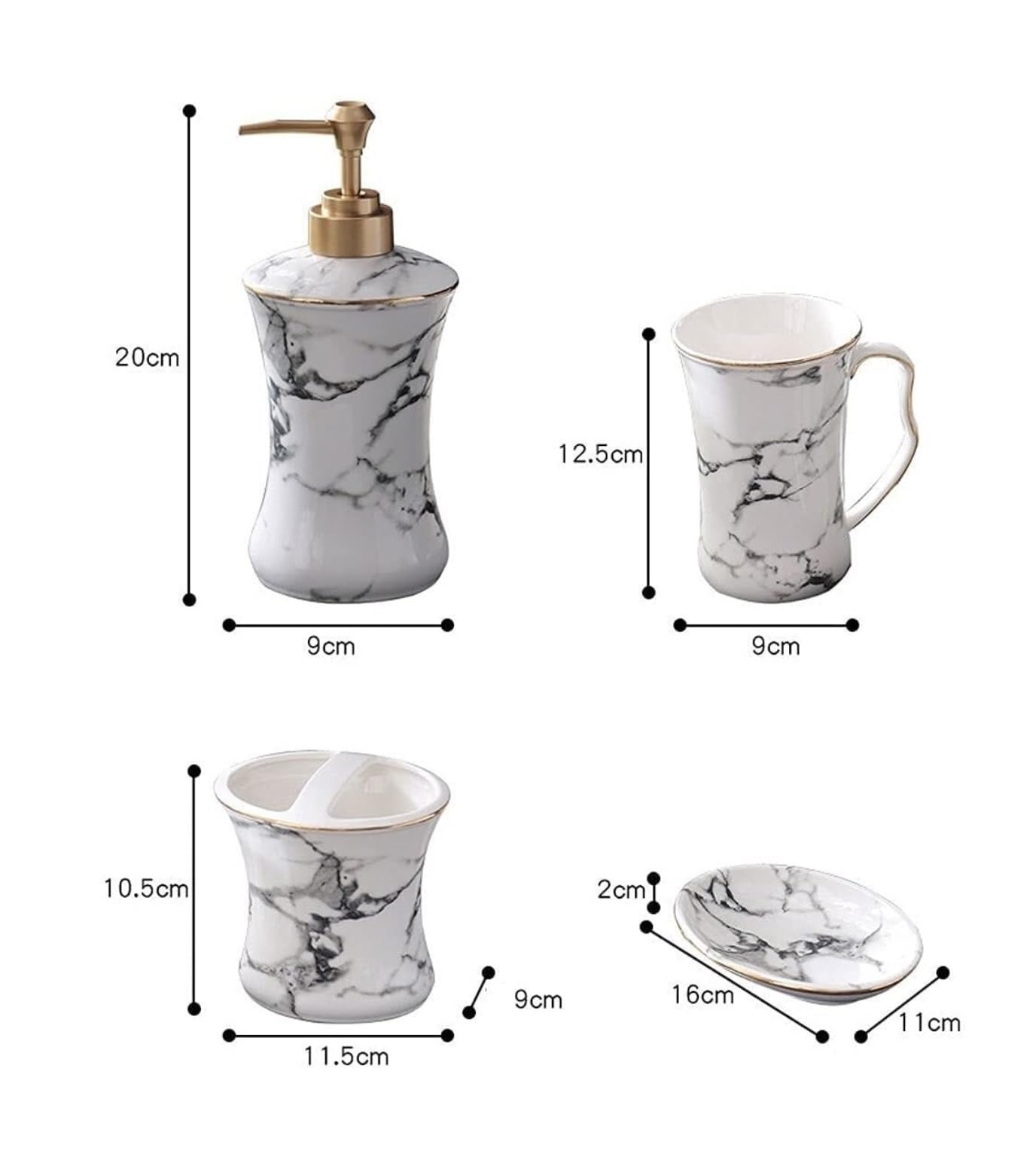 Zestawy Łazienkowe Zestaw 5 Elementów Akcesoriów Łazienkowych Dozowników Mydła Ceramicznego W Kolorze Białego Marmuru Akcesoria Kuchenne Zestaw Akcesoriów