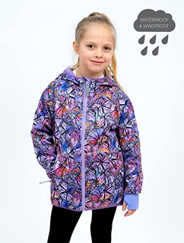 Therm Girls Rain Jacket, Ultra-Soft Kids Raincoat - Waterproof Fleece Lined Coat (Purple Butterfly, 18 Months) #TOP1