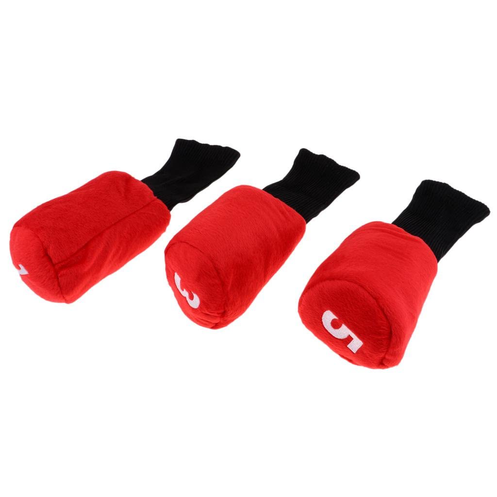 UJEAVETTE 3pcs Long Neck Golf Club Head Cover Wood Headcover for Women Red+Black-picture-18