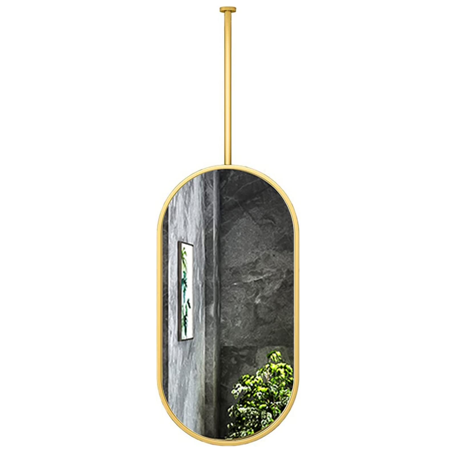 Miroir suspendu ovale salle de bain miroir décoratif flottant cadre métal 50x70