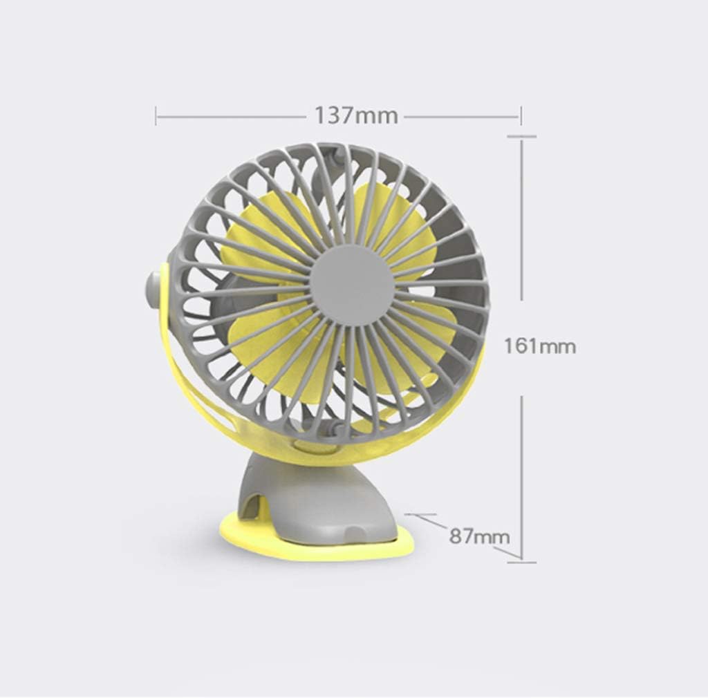 Buded Fan USB Mute 4000mah Rechargeable 4-Speed Adjustable Tabletop Clip-on 360-degree Wind Cooling Electric Fan for Home, Office, Travel (Grey Yellow)