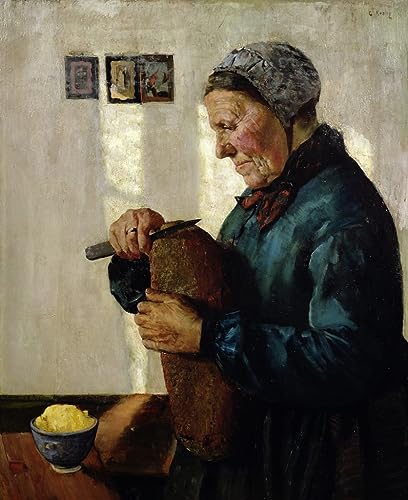 Tableau Toile Décorative Peinture Christian Krohg Affiches d'Art Femme coupant du pain