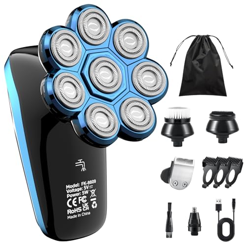Maquina Afeitar 6 en 1,Afeitadora Cabeza Hombre 8D, Afeitadora Electrica Cabeza en Húmedo y Seco Impermeable IPX6, USB Recargable