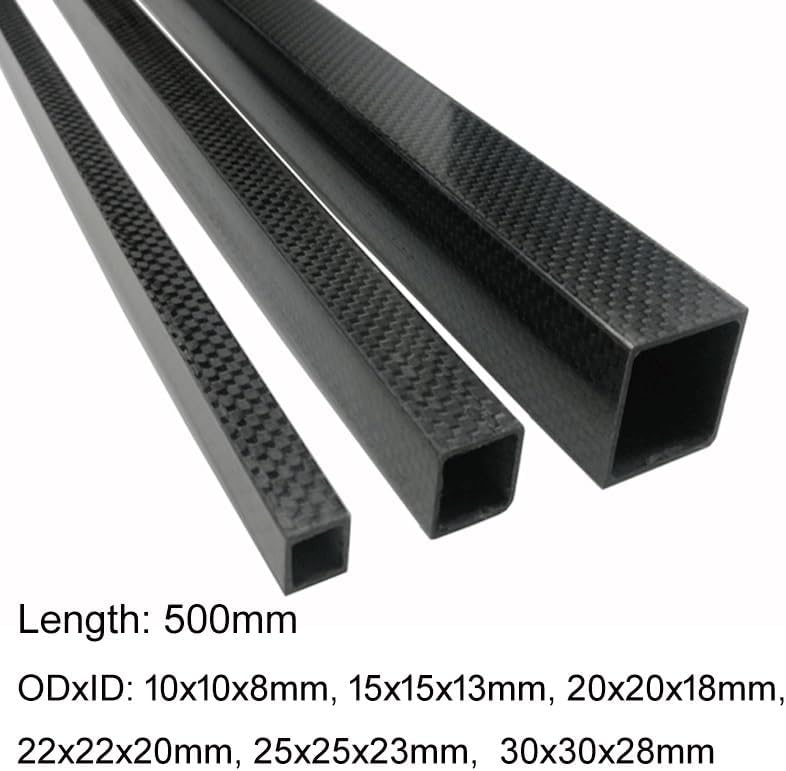 1pcs 3K Full Carbon Fiber Square Tube high Strength Length 500mm Glossy Surface, for Mechanical Equipment Pipe Parts(30x30x28mm)