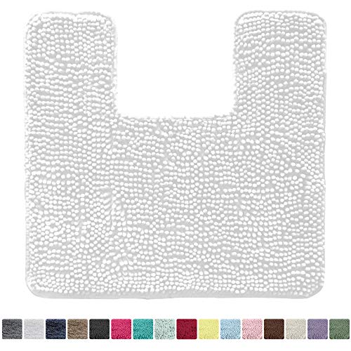 KANGAROO Original Shaggy Chenille Toilet Bath Rug, Square U-Shape Contour Mat for Toilet