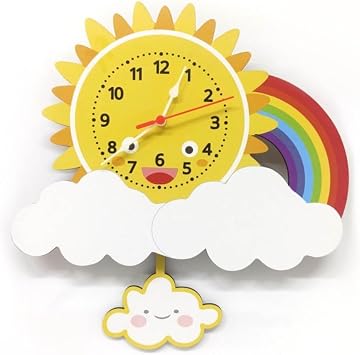 caju art & decoration Rocking Pendulum Wooden Cloud Childrens Room Wall Clock