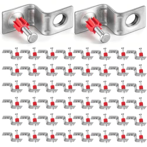 Hicarer 100 Pack 3/8-16 Threaded Rod Hangers with Pre-Assembled Drive Pins, Zinc Plated Z-Clips with Orange Flute Washer for Ceiling Concrete, Steel, Pro Grade for Electrical and HVAC