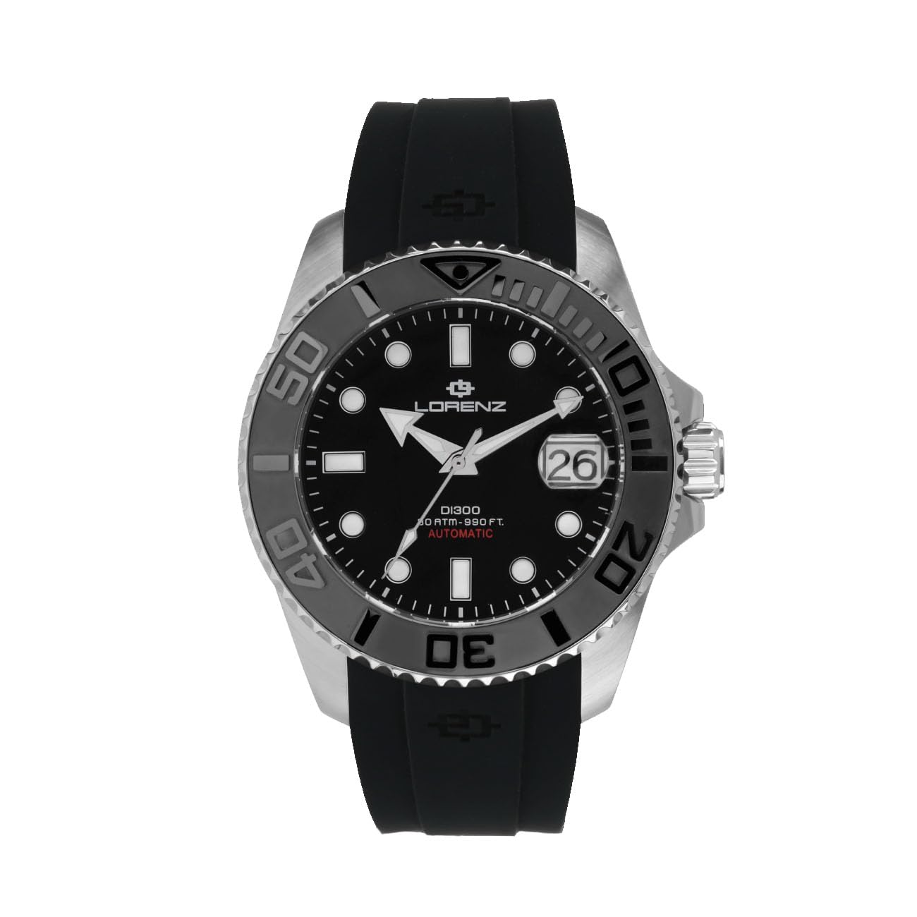 Lorenz - Orologio Uomo Sportivo - Doppia Iniezione 300 - Orologio Automatico Subaqueo Professionale 030258AA con Cinturino in Resina