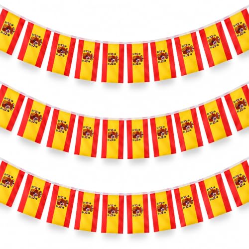 Guirnaldas Bandera España, Banderas de 14x21 cm, 30 Banderines 10 Metros