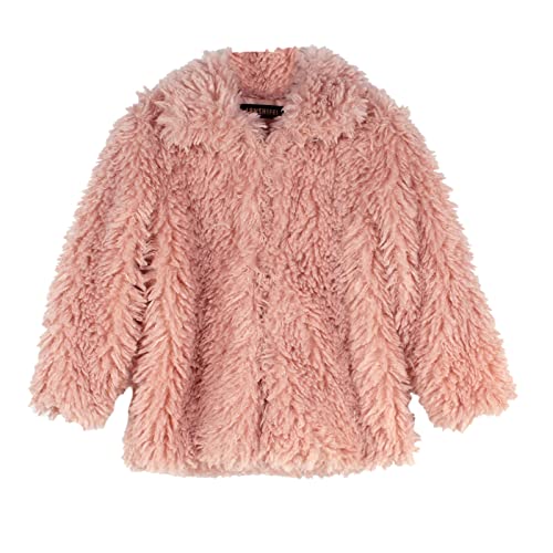 Toddler Girls Fleece Jacket Long Sleeve Lapel Faux 𝗙𝘂r Thick Coat Winter Open Front Warm Windproof Outwear
