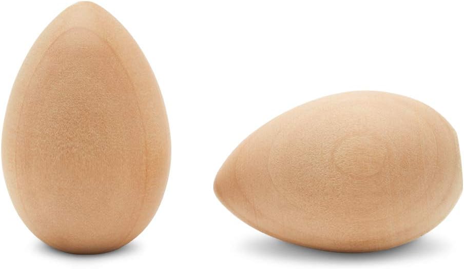 Fake Eggs to Paint, Pack of 50 Smooth Standable Wooden Eggs for Crafts, 2 Inch Wooden Easter Egg Decor, Wood Chicken Egg to Paint & Dye, by Woodpeckers