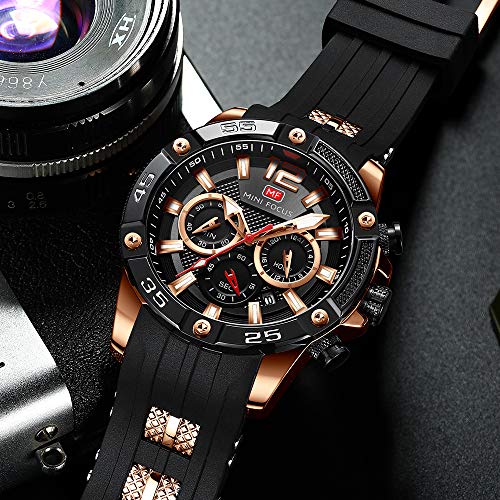 Mini Focus Men Watches Unique Casual Wrist Watches (Chronograph/Waterproof/Luminous/Calendar/24 Hours) Silicon Band Fashion Watches For Men #TOP1