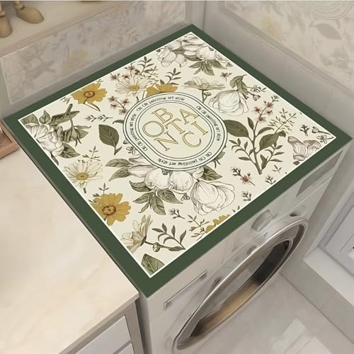 Image of Elegant Floral Washable Floor Mat | Non Slip Water Absorbent Washing Mat for Kitchen Bathroom & Laundry Area | Soft Quick Dry Decorative Flower Design Rug for Home Floor Protection