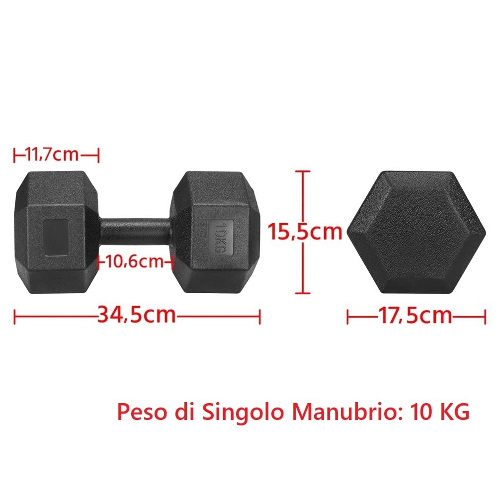 HolaHatha Manubri Esagonali In Ferro Pressofuso 4,5 Kg – Pesi Liberi Con Impugnatura Testurizzata Per Palestra Casa - 3