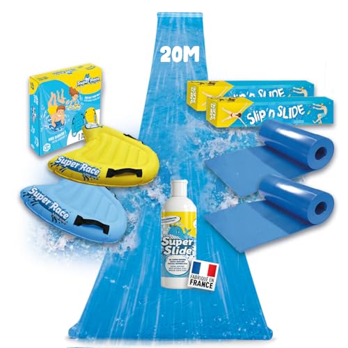 Pack Ventriglisse Géant XXXXL 20 Mètres | 2 Tapis de Glisse 10 Mètres + 2 Planches Bodyboards pour Mieux Glisser + 1 Litre Savon Naturel Extra-Glissant |...