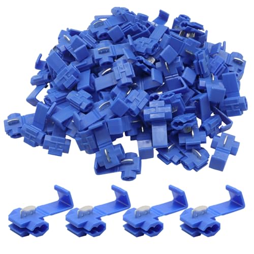 ISDVBUY 100 Pack Blue Snap Electrical Wire Connectors Solderless Quick Splice Terminals 18-14 AWG Wires for Household and Industrial Electrical Wiring