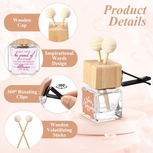Image of Havawish 20 Pcs Glass Car Diffuser Bottles with Wooden Caps - Refillable Essential Oil Diffuser Vent Clip Aromatherapy Car Freshener Employee Teacher Appreciation Gifts