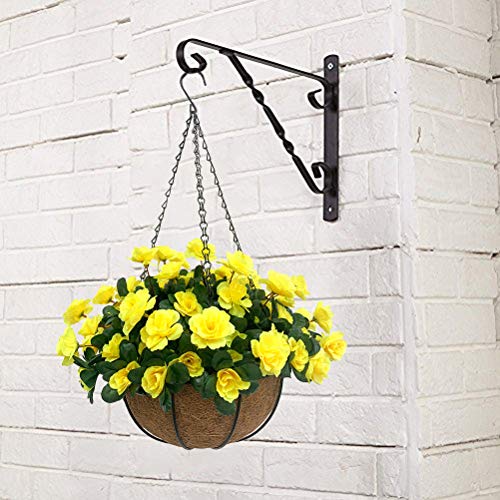 Lopkey Outdoor Autumnal Artificial Red Azalea Bush Flower Patio Lawn Garden Hanging Basket With Chain Flowerpot,Yellow #TOP1