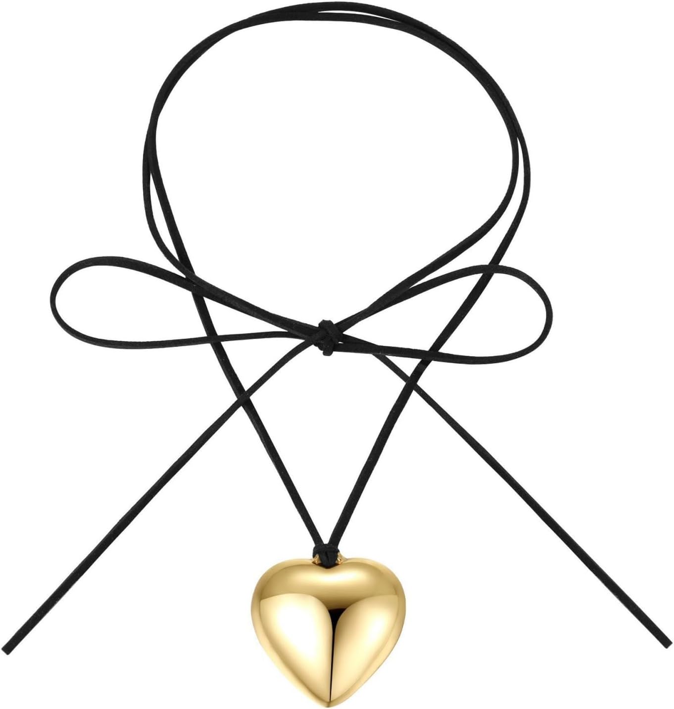 Heart Choker Necklace Chunky Puffy Red Heart Necklack Trendy Y2k Big Glass Heart Pendant Adjustable Velvet Necklace Valentine's Day Jewelry Accessories