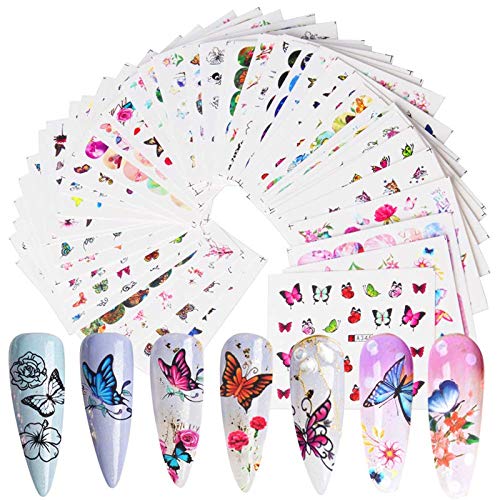 LABOTA 48 Blätter Schmetterling Nail Art Wassertransfer Aufkleber Abziehbilder, Schmetterling Nagelsticker Selbstklebend… – Bild 3