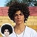 BECUS Afro Wig Short Kinky Curly 100% Human Hair Wigs for Black Men None Lace Wig (8 inches Natural Spiral Black #1B)