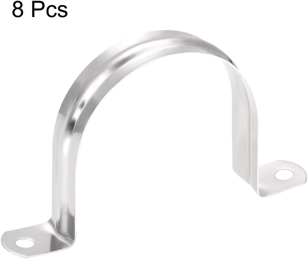 sourcing map 67mm(2.6") Rigid Pipe Strap, 2 Hole Tube Straps 201 Stainless Steel Tension Tube Clip Clamp 8pcs - Image 5