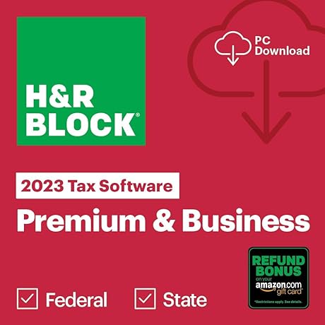 H&R Block Tax Software Premium & Business 2023 with Refund Bonus Offer...