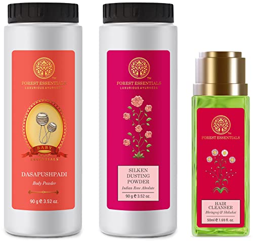 Image of Forest Essentials Silken Dusting Powder Indian Rose Absolute 100g (Talcum Powder)