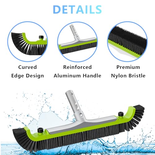 Image of Sepetrel 20 inch Pool Brush Head for Cleaning Walls,Heavy Duty Inground /Above Ground Swimming Pool Scrub Brushes with Premium Strong Bristle & Reinforced Aluminium Back