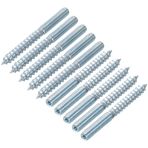 uxcell M6 Hanger Bolts Length 2-3/8"(60mm) Double Headed Bolts Self-Tapping Screw 6mm Wood Joint Furniture Legs 16pcs