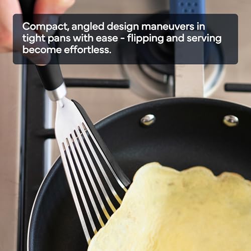 Image of Misen Fish Spatula - Slotted Turner - Silicone Edges, Black