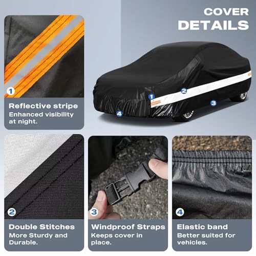Image of 10 Layers Car Cover Custom Fit for Chevrolet Corvette (1980-2019) C3,C4,C5,C6,C7, Waterproof All Weather for Automobiles, Outdoor Full Cover Sun Dust Rain Protection with Cotton. Black