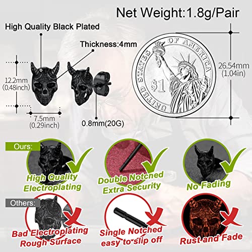 Punk Satan Stud Earrings 316L Stainless Steel Satanic Jewelry For Woman #TOP4