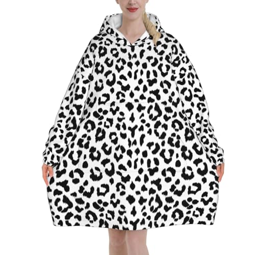 Sweat couverture imprimé léopard avec poche et capuche pour adulte homme et femme