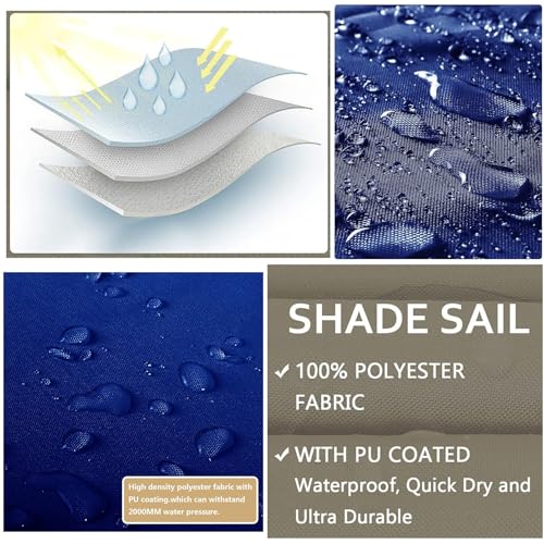 Toile d'ombrage imperméable en polyester PES résistant avec cordes 4x9m - 5