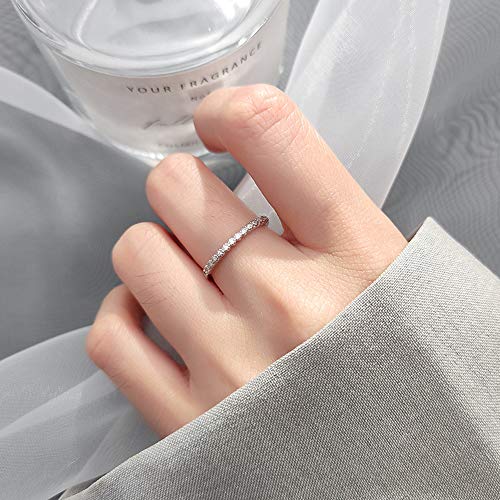 1.6mm Cubic Zirconia Sterling Silver 925 Open Eternity Rings Adjustable Stacking Promise Statement Engagement Ring Tail Finger Band for Women3