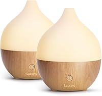 SALKING Essential Oil Diffuser Set of 2 - 100ml Ultrasonic Aromatherapy Humidifiers with Auto Shut-Off, Night Light for Home Office Bedroom