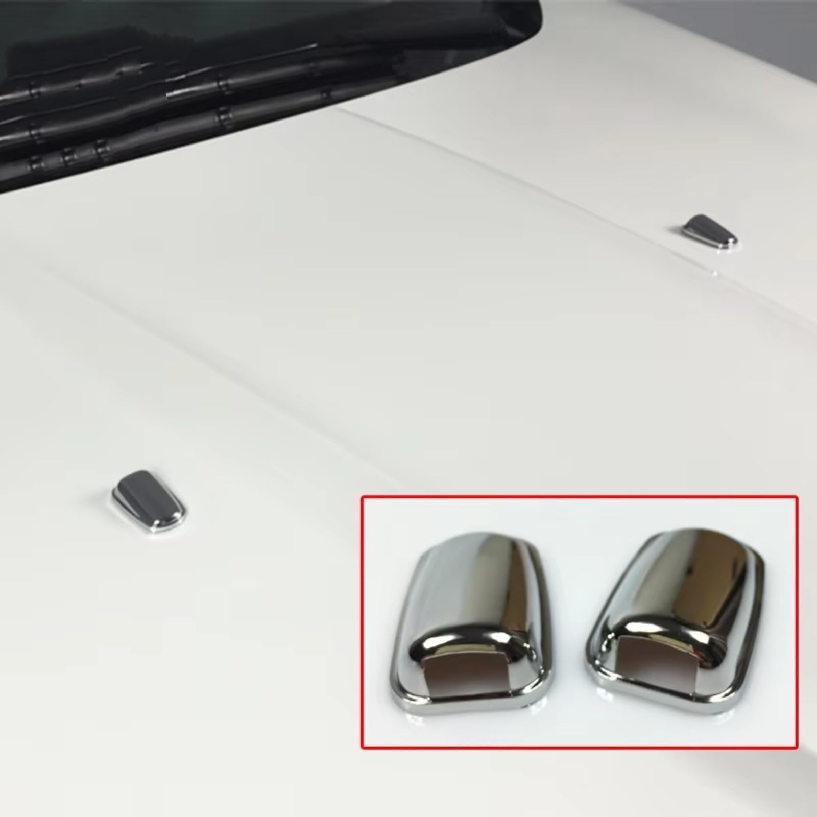 Buses D'essuie-glace Compatible Avec Ford Pour Escape Pour Kuga 2013 2014 2015 2016 Chrome Capot Avant Lave-glace Essuie-glace Buse De Pulvérisation Couvercle Garniture Décoration