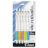 PILOT Acroball PureWhite Pen, 0.7 mm, Black Ink, Turquoise/Orange/Purple/Lime/Blue, 5/Pack (PIL31861)