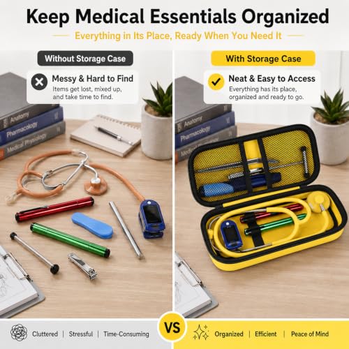 Image of Stethoscope Case for 3M Littmann Classic III Monitoring /Lightweight II S.E /Cardiology IV Diagnostic /for MDF Acoustica Stethoscopes, Holder for Nurse Doctor Essentials & Medical Accessories, Yellow