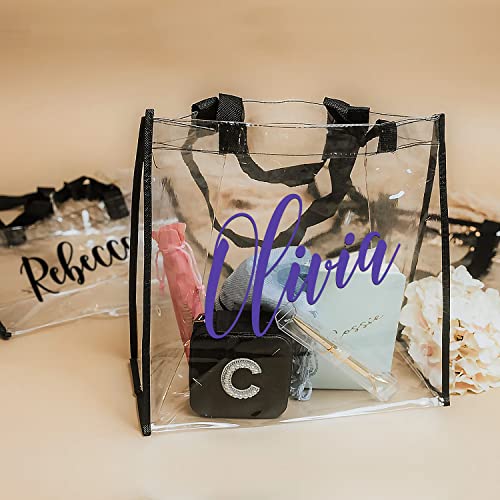 Personalized Women Clear Tote Bags W/Name - 12X12X6 Inches - Custom Clear Shoulder Bag For Girls - Customized Stadium Approved Transparent Bag - Waterproof Pool Pvc Bag - Unique Gifts For Woman C1 #TOP4