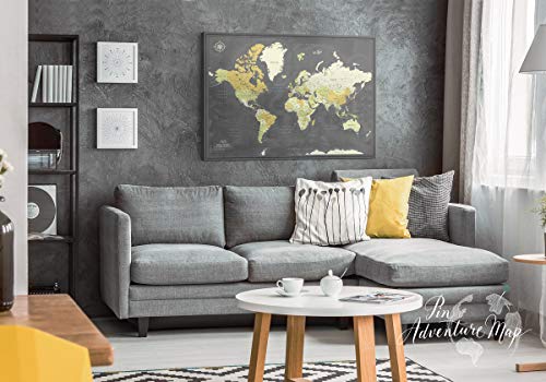 World Map With Push Pins On Canvas | Premium Push Pin World Map | Travel Map With Pins World Personalized | 24 X 32 #TOP1