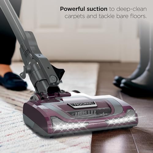 Shark HV322 Rocket Pet Plus Corded Stick Vacuum with LED Headlights, XL Dust Cup, Lightweight, Perfect for Pet Hair Pickup, Converts to a Hand Vacuum, with (2) Pet Attachments, Bordeaux/Silver by Shark - Image 2