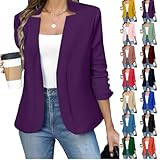 Blazers for Women 2025 Business Casual Trendy Jacket Plus Size Lightweight Oversized Cardigan Work Suit Professional Clothes sacos de Mujer para Vestir Elegantes Fall Anthropologie Clothes Purple