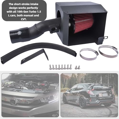 Cold Air Intake Kit Replacement for Honda Civic 10th Gen 2016 2017 2018 2019 2020 1.5L Turbocharged, with Filter Heat Shield Mixizap - Image 4
